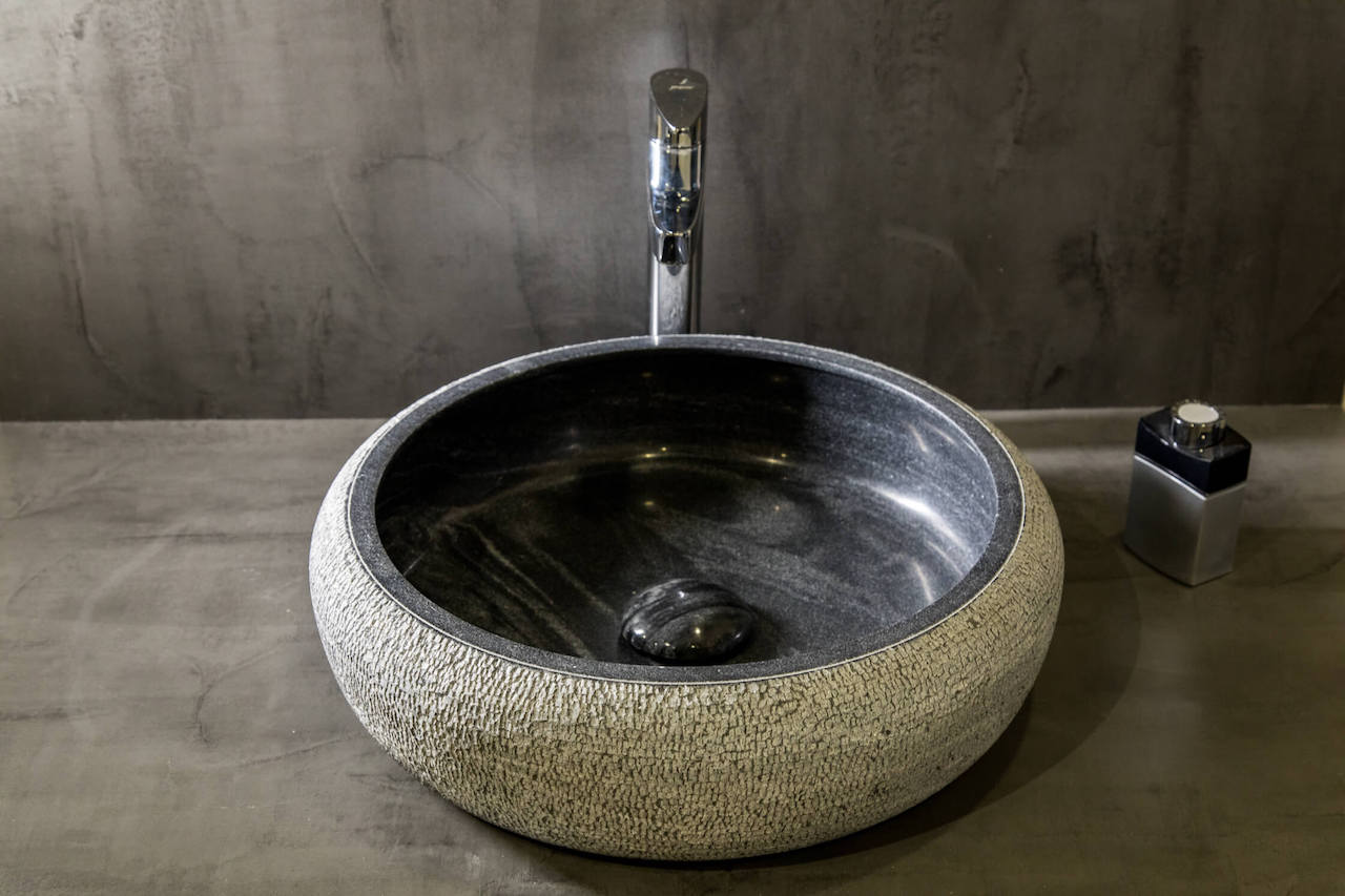 Black Apollo Etched - Designer Natural Stone Sink