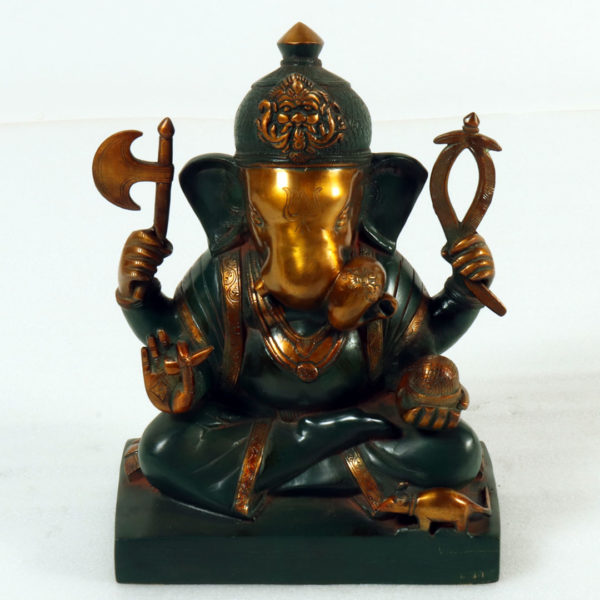 Brass Ganesh Sitting (Green) 6